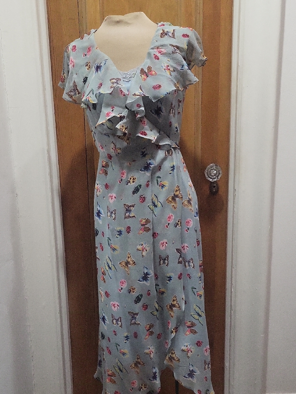 Betsey Johnson Butterfly Wrap Ruffle Dress